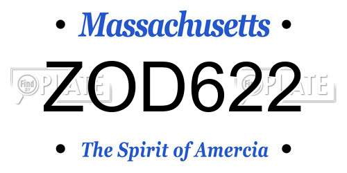 ZOD622 Massachusetts License Plate