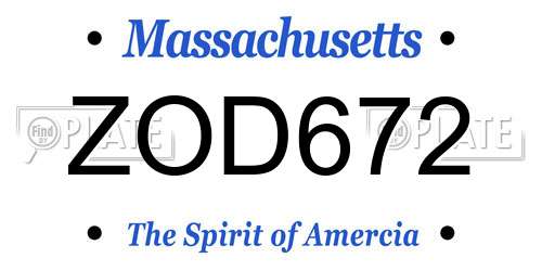ZOD672 Massachusetts License Plate