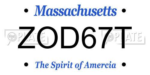 ZOD67T Massachusetts License Plate