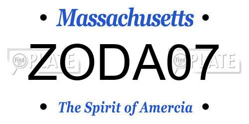 ZODA07 Massachusetts License Plate