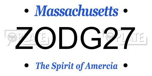 ZODG27 Massachusetts License Plate