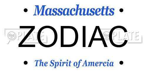ZODIAC Massachusetts License Plate