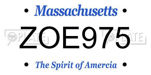 ZOE975 Massachusetts License Plate
