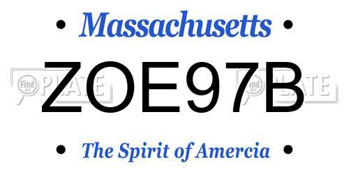 ZOE97B Massachusetts License Plate