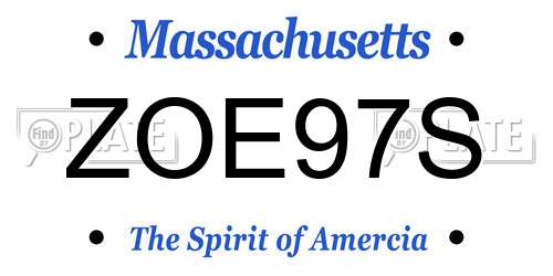 ZOE97S Massachusetts License Plate