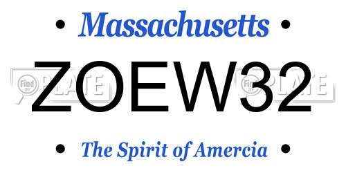 ZOEW32 Massachusetts License Plate
