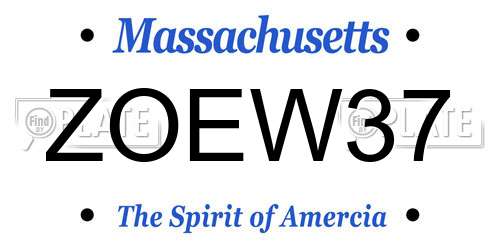 ZOEW37 Massachusetts License Plate