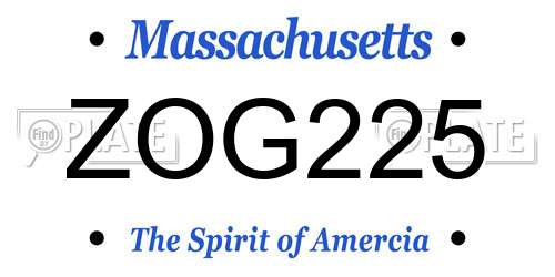 ZOG225 Massachusetts License Plate