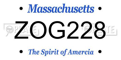 ZOG228 Massachusetts License Plate