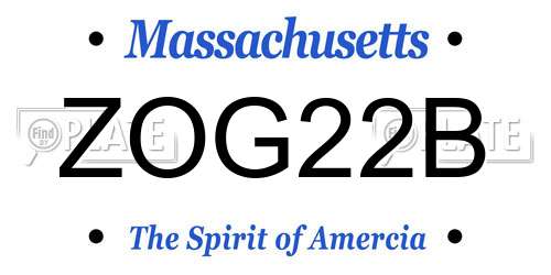 ZOG22B Massachusetts License Plate