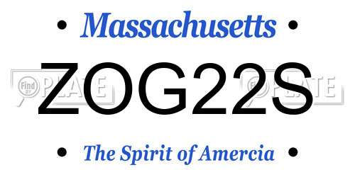 ZOG22S Massachusetts License Plate