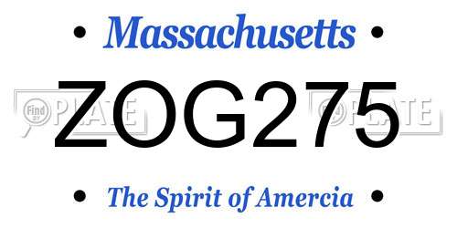 ZOG275 Massachusetts License Plate