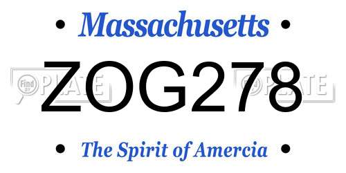 ZOG278 Massachusetts License Plate