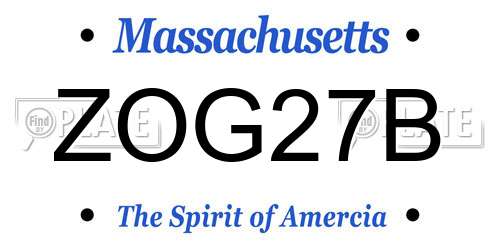 ZOG27B Massachusetts License Plate