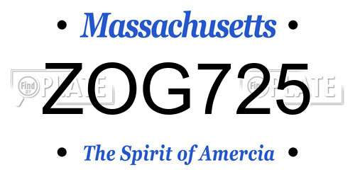 ZOG725 Massachusetts License Plate