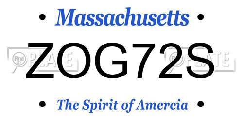 ZOG72S Massachusetts License Plate