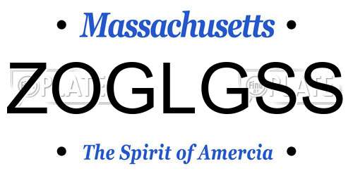 ZOGLGSS Massachusetts License Plate