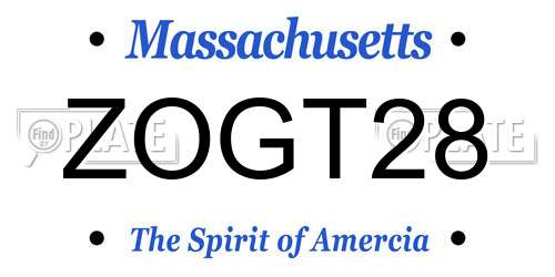 ZOGT28 Massachusetts License Plate