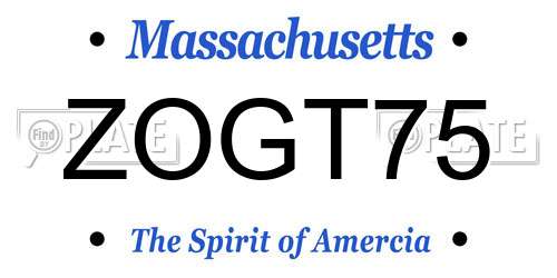 ZOGT75 Massachusetts License Plate