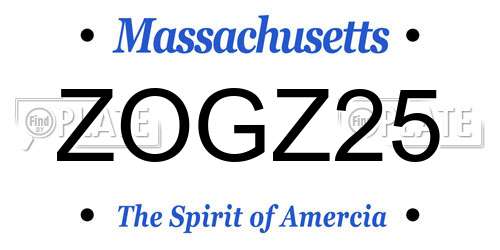 ZOGZ25 Massachusetts License Plate
