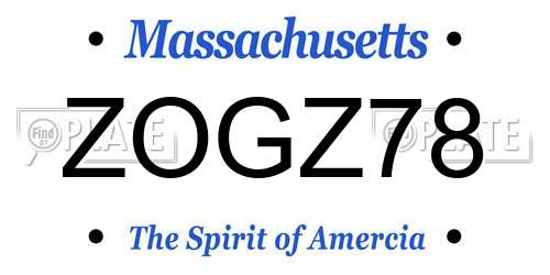 ZOGZ78 Massachusetts License Plate