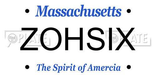 ZOHSIX Massachusetts License Plate