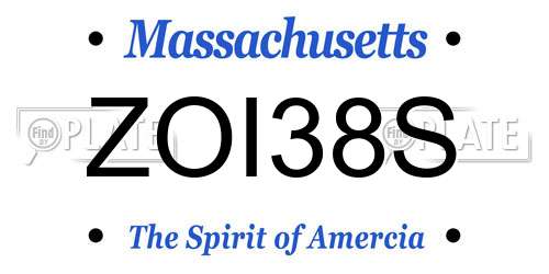 ZOI38S Massachusetts License Plate