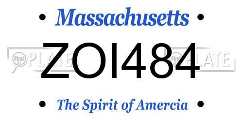 ZOI484 Massachusetts License Plate