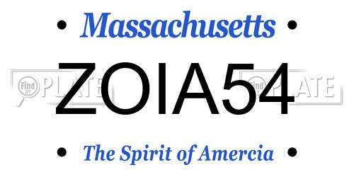 ZOIA54 Massachusetts License Plate