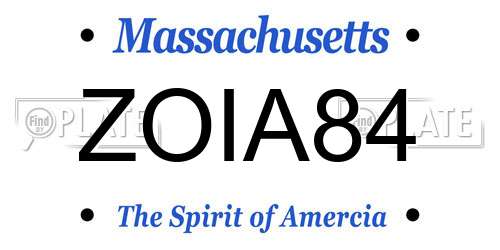 ZOIA84 Massachusetts License Plate