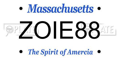 ZOIE88 Massachusetts License Plate