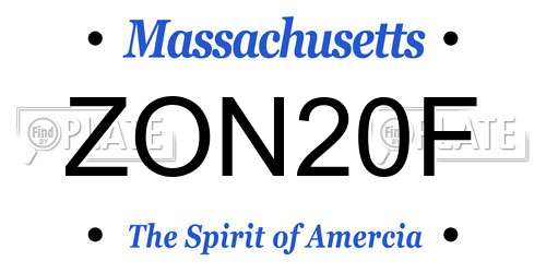 ZON20F Massachusetts License Plate