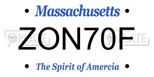 ZON70F Massachusetts License Plate