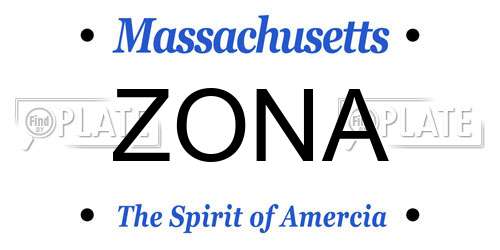 ZONA Massachusetts License Plate
