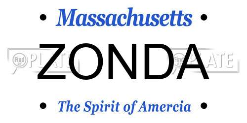 ZONDA Massachusetts License Plate