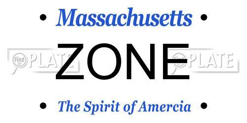 ZONE Massachusetts License Plate