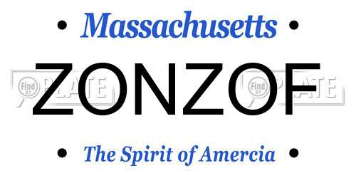 ZONZOF Massachusetts License Plate