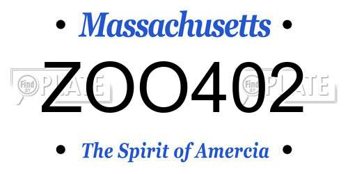 ZOO402 Massachusetts License Plate