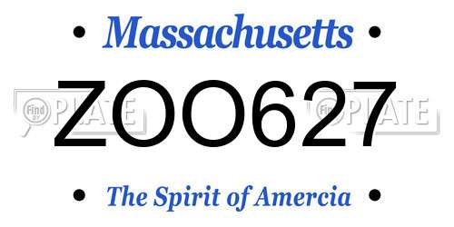 ZOO627 Massachusetts License Plate