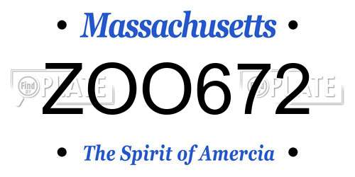 ZOO672 Massachusetts License Plate