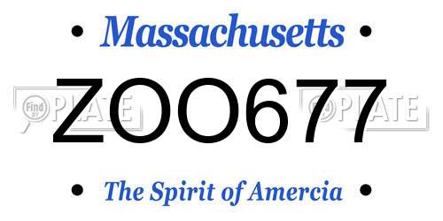 ZOO677 Massachusetts License Plate