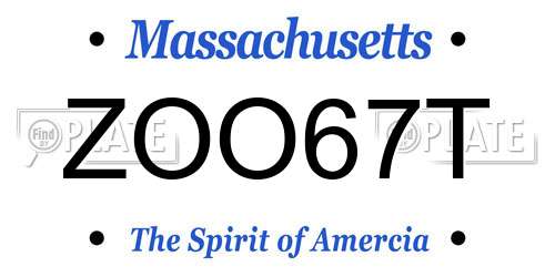 ZOO67T Massachusetts License Plate