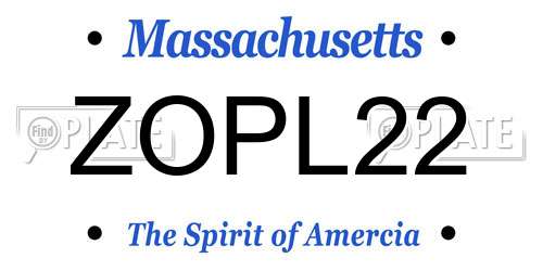 ZOPL22 Massachusetts License Plate