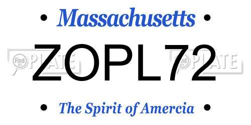 ZOPL72 Massachusetts License Plate