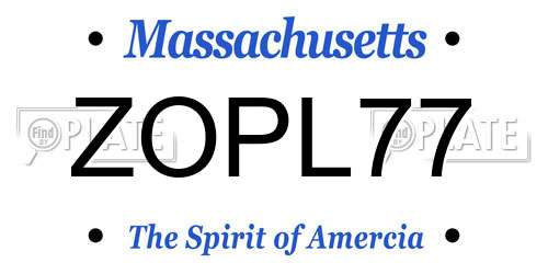 ZOPL77 Massachusetts License Plate
