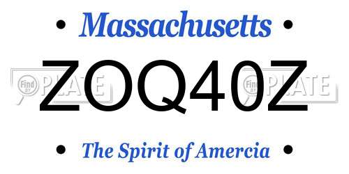 ZOQ40Z Massachusetts License Plate