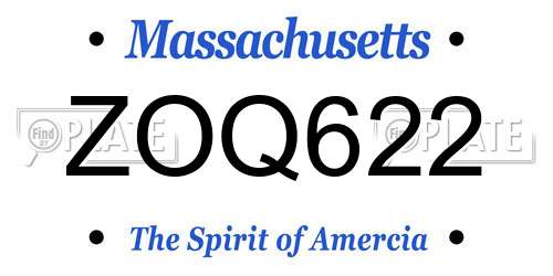 ZOQ622 Massachusetts License Plate