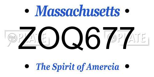 ZOQ677 Massachusetts License Plate