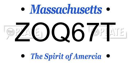 ZOQ67T Massachusetts License Plate