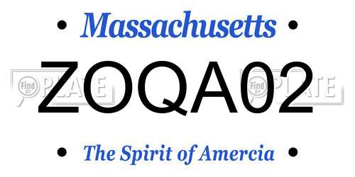 ZOQA02 Massachusetts License Plate